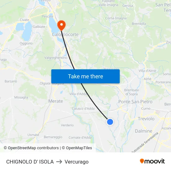 CHIGNOLO D' ISOLA to Vercurago map