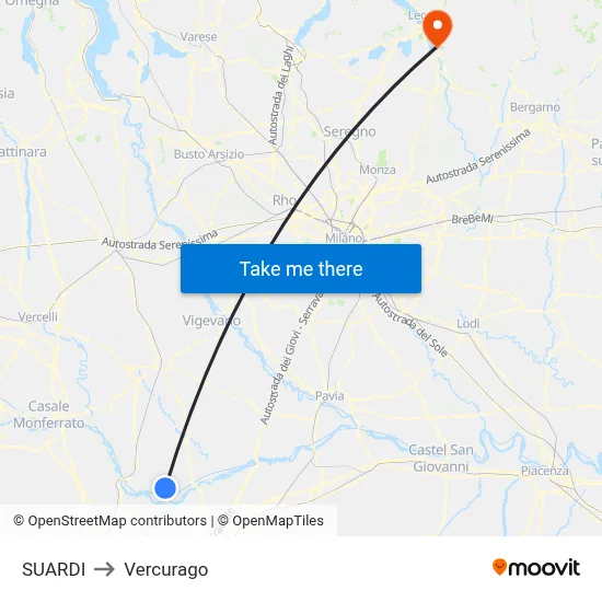 Suardi to Vercurago map