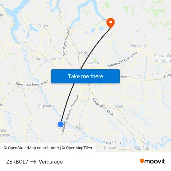 Zerbol to Vercurago map