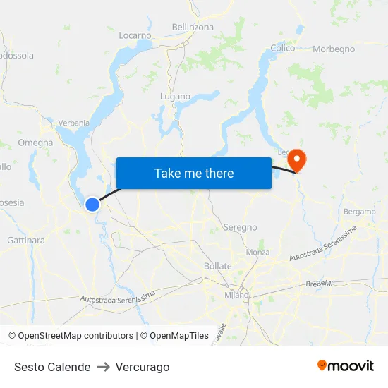 Sesto Calende to Vercurago map