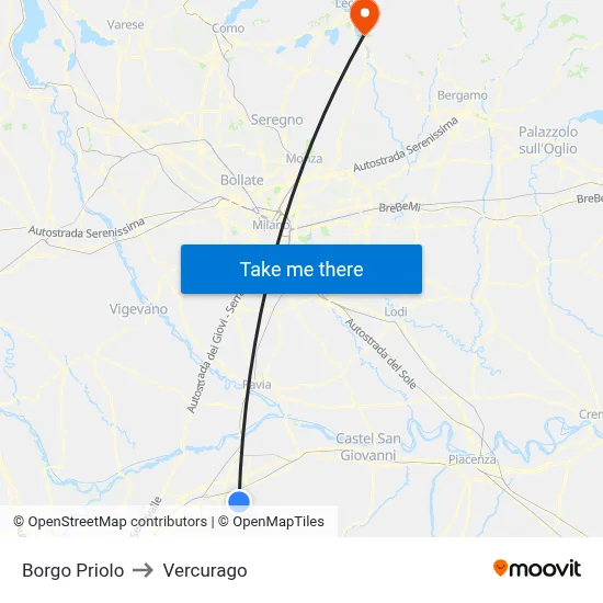 Borgo Priolo to Vercurago map