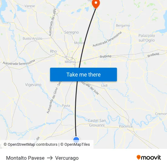 Montalto Pavese to Vercurago map