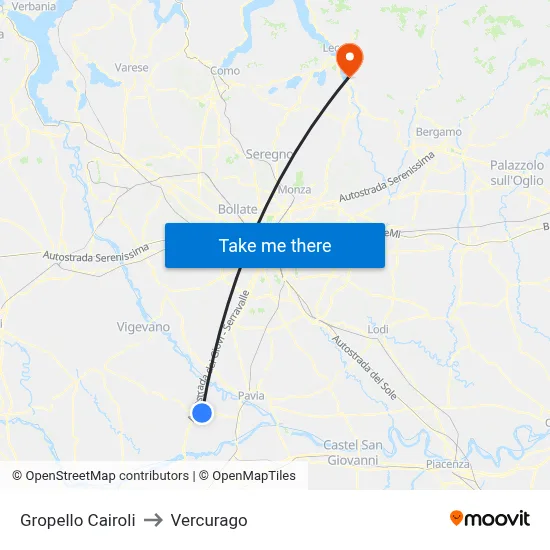 Gropello Cairoli to Vercurago map