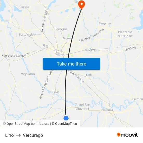 Lirio to Vercurago map