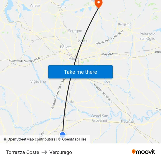 Torrazza Coste to Vercurago map