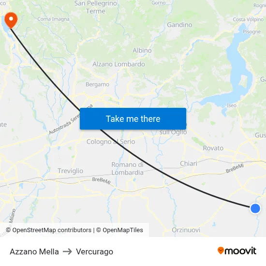 Azzano Mella to Vercurago map