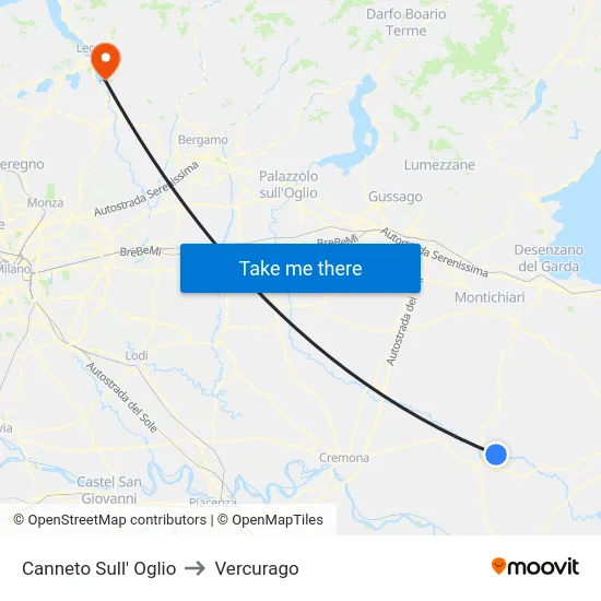 Canneto sull'Oglio to Vercurago map