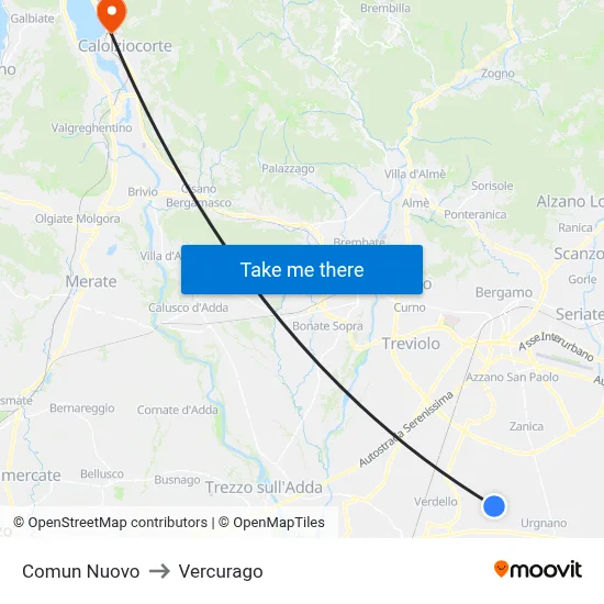 Comun Nuovo to Vercurago map