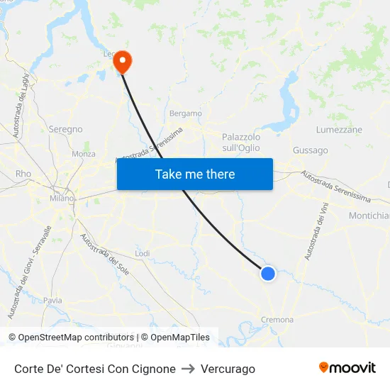 Corte De' Cortesi Con Cignone to Vercurago map