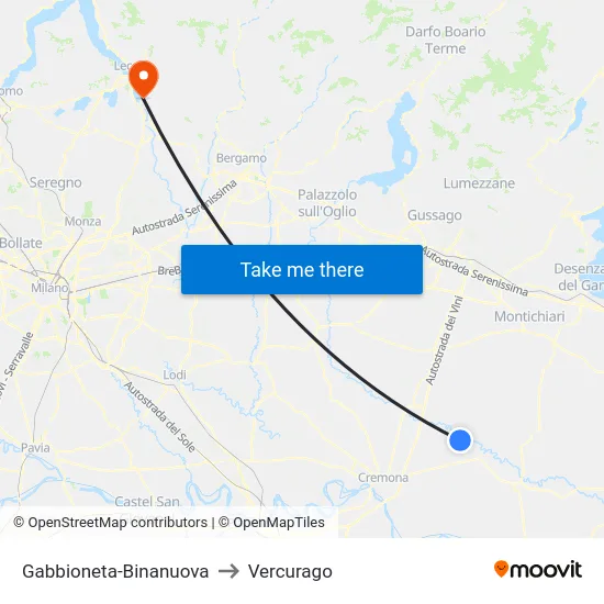 Gabbioneta-Binanuova to Vercurago map