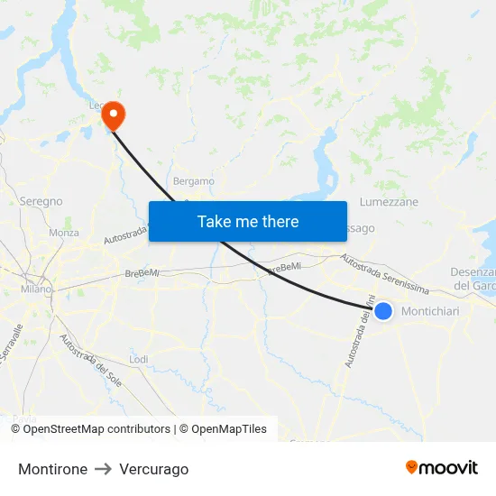 Montirone to Vercurago map