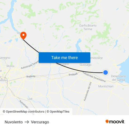 Nuvolento to Vercurago map
