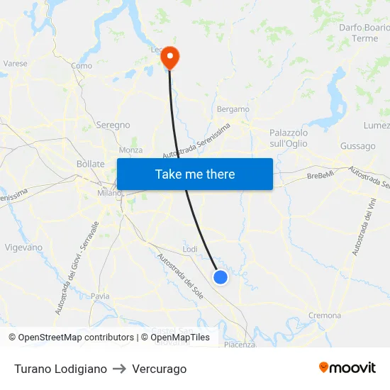 Turano Lodigiano to Vercurago map