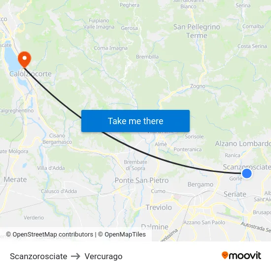 Scanzorosciate to Vercurago map