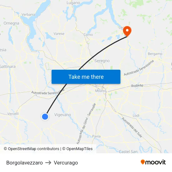 Borgolavezzaro to Vercurago map