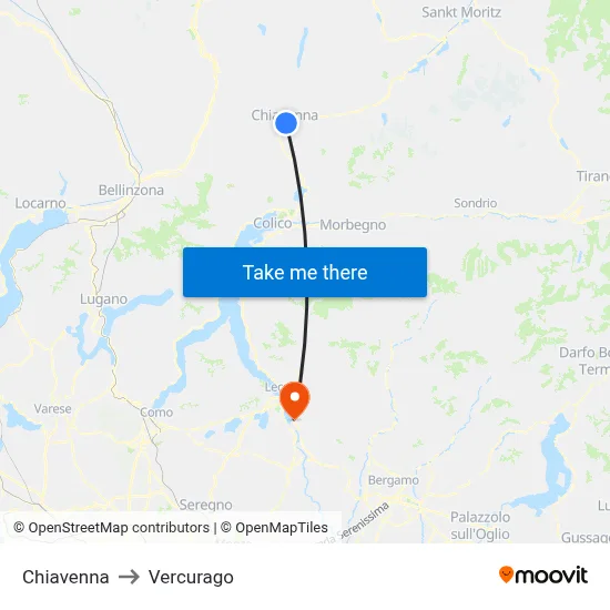 Chiavenna to Vercurago map