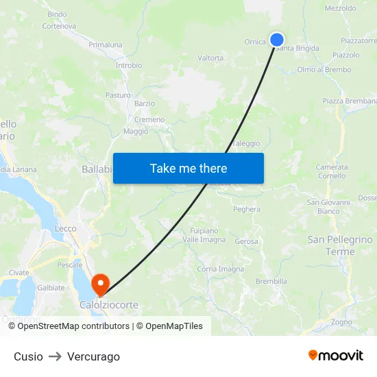 Cusio to Vercurago map