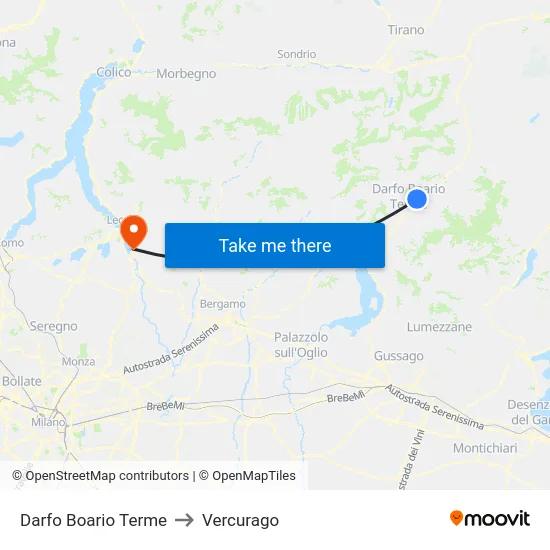 Darfo Boario Terme to Vercurago map