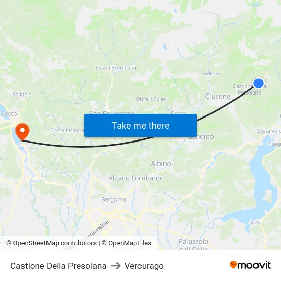 Castione Della Presolana to Vercurago map