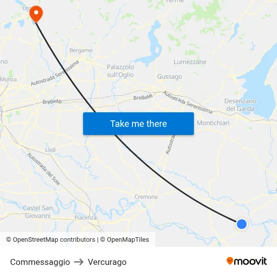 Commessaggio to Vercurago map