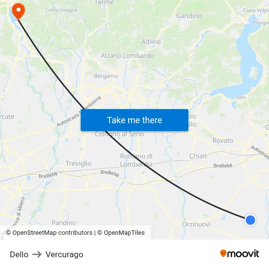 Dello to Vercurago map