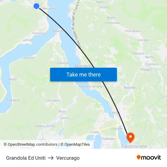Grandola Ed Uniti to Vercurago map