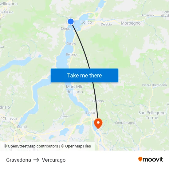 Gravedona to Vercurago map