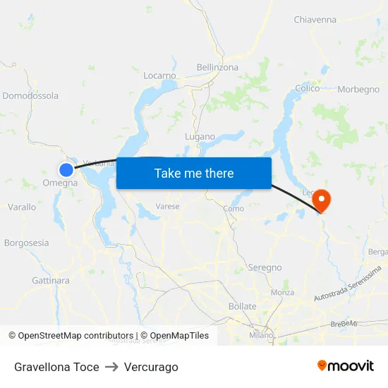 Gravellona Toce to Vercurago map