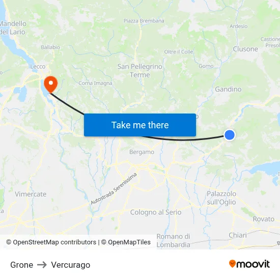 Grone to Vercurago map