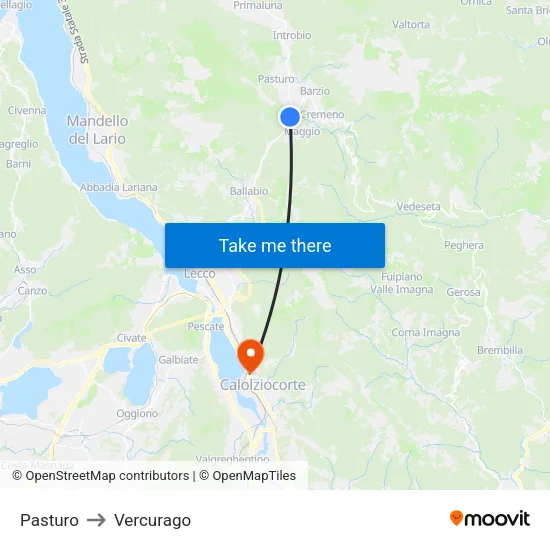 Pasturo to Vercurago map