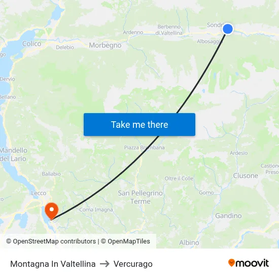 Montagna In Valtellina to Vercurago map