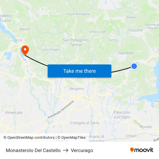 Monasterolo del Castello to Vercurago map