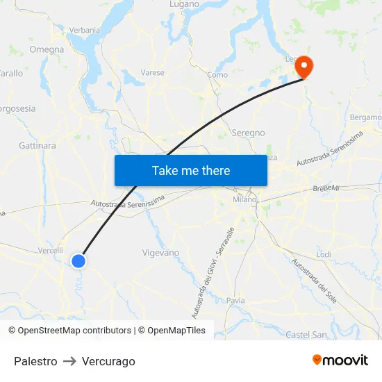 Palestro to Vercurago map