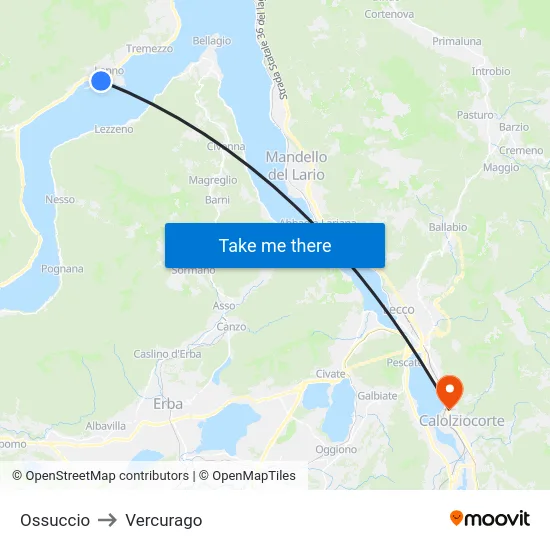 Ossuccio to Vercurago map