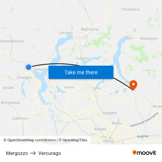 Mergozzo to Vercurago map