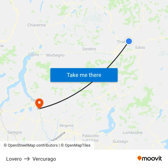 Lovero to Vercurago map