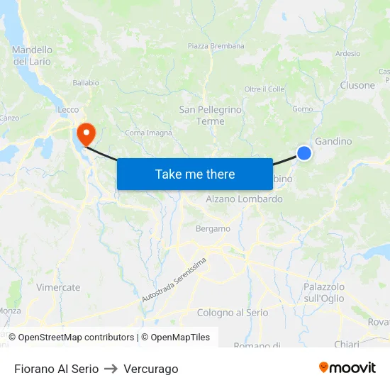 Fiorano al Serio to Vercurago map