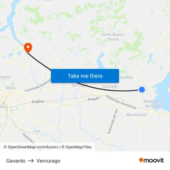 Gavardo to Vercurago map