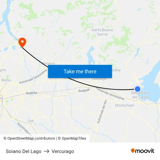 Soiano Del Lago to Vercurago map