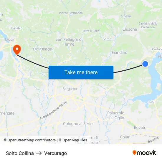 Solto Collina to Vercurago map