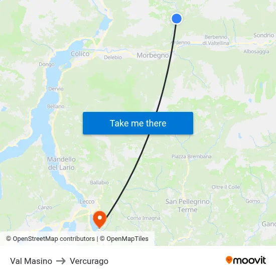Val Masino to Vercurago map
