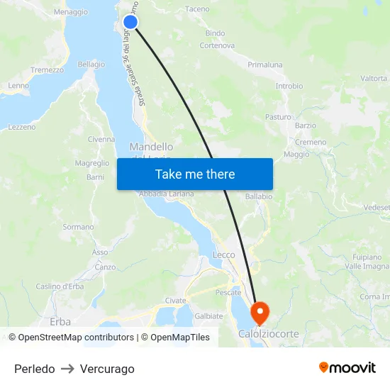 Perledo to Vercurago map