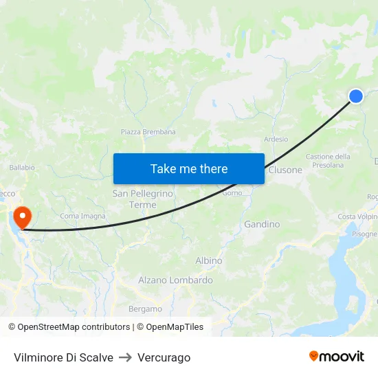 Vilminore Di Scalve to Vercurago map