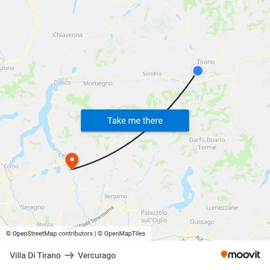 Villa Di Tirano to Vercurago map