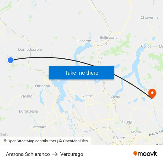 Antrona Schieranco to Vercurago map