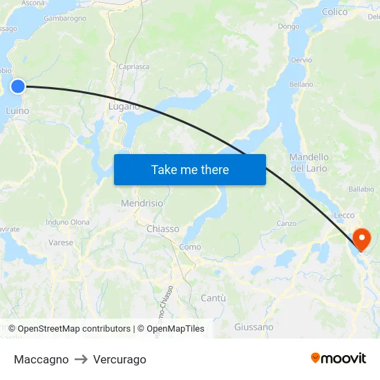 Maccagno to Vercurago map