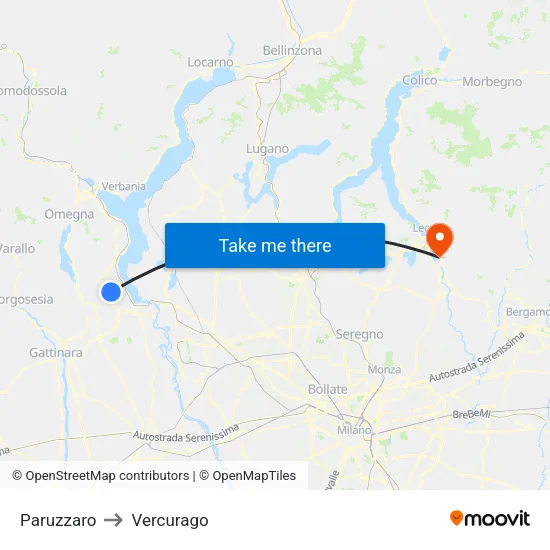 Paruzzaro to Vercurago map