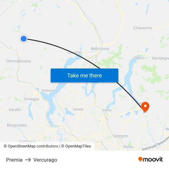 Premia to Vercurago map