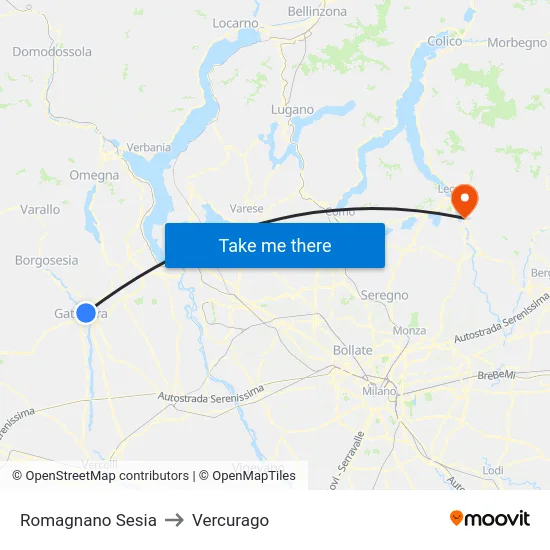 Romagnano Sesia to Vercurago map