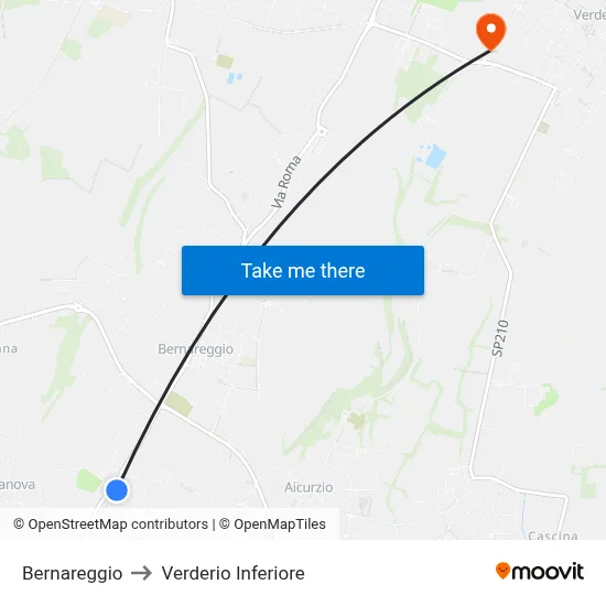 Bernareggio to Lower Verderio map
